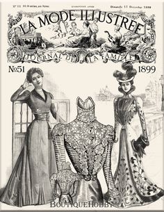 an old fashion magazine cover with two women in dresses