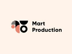 the logo for mart production is shown in black and orange colors on a light pink background