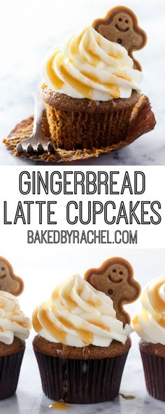 gingerbread latte cupcakes are topped with whipped cream