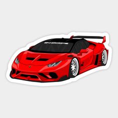 a red sports car sticker on a white background