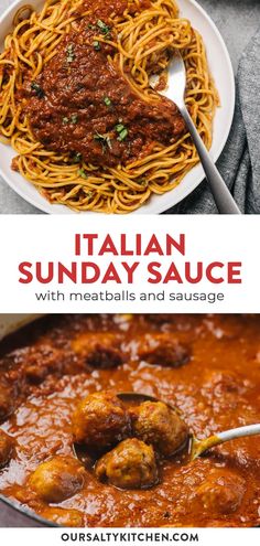 italian sunday sauce with meatballs and sausage