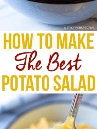 how to make the best potato salad in one bowl with a fork and cheese on top