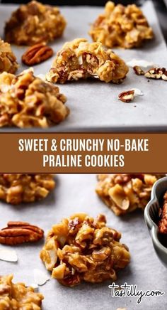 Quick & easy, these No-Bake Praline Cookies are a foolproof delight for any occasion. These sweet, crunchy, and chewy treats are made with basic ingredients: pecans, coconut, and sugar. Easy prep, no baking required! Praline Cookies, Chocolate Oatmeal Cookies, Coconut Pecan, Kinds Of Cookies, Cookie Crumbs, Toasted Pecans, Chewy Cookie, Oatmeal Cookies, No Bake Cookies