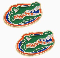 Florida Gators Enamel Stud Earrings-Earrings-Dear Me Southern Boutique, located in DeRidder, Louisiana Florida Logo, Enamel Stud Earrings, University Of Florida, Florida Gators, School Spirit, Base Metal, Gold Plating, Blue Orange, Blue Green