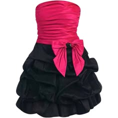 This Stunning Cocktail Dress Is Sure To Prove To Be A Head Turner. Strapless, With A Padded Bust, The Bodice Of This Is Made From Ruched And Pleated Fitted Fuchsia Material. At The Waist, There Is A Matching Bow Highlighted With Black Faceted Stones.Top Measures 26 Inches From Shoulder To Bottom Edge Of Dress. Below, Is A Black Skirt Made From Gathered Balloon Styled Layers Of Material. Corset Style Lace Up Back. Item Is Part Of Our "Formal Attire" Line Of Clothing & Is Final Sale. Exchanges Wil Kiss Dress, 80s Prom Dress, Diva Dress, Couture Style, Black Strapless Dress, Formal Dresses Short, Pink Outfits