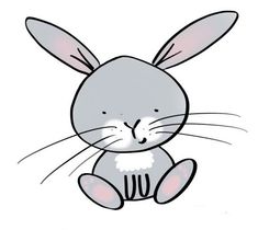 a cartoon rabbit sitting down with its eyes closed and ears wide open in front of the camera