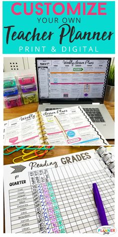 a teacher's planner with the title how to customize your own teacher planner print and digital