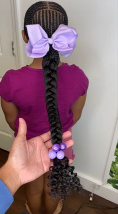 @luvkayaa Cute Braids Ponytail, Kids Feedins Braids, Kids Fulani Braids Hairstyles, School Hairstyles For Black Kids, Knotless Braids Hairstyles For Kids, School Picture Day Hairstyles For Kids, 10 Braids Hairstyles, Toddler Knotless Braids, Preteen Hairstyles Black Hair