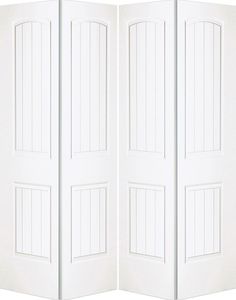 an open white room divider with three doors on each side and one door in the middle