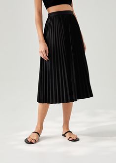 Elinie Pleated Midi Skirt | Love, Bonito US Chic A-line Pleated Skirt, Chic A-line Mini Skirt With Pleated Hem, Elegant Pleated Mini Skirt For Date Night, Date Night Lined Midi Skirt, Pleated A-line Mini Skirt For Night Out, Date Night Lined Skirt, Relaxed Knee-length Skirt For Date Night, Elegant Mini Skirt With Pleated Waist, Elegant Full Mini Skirt With Pleated Waist