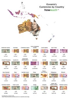 an australian currency map with different countries