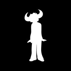 the silhouette of a man with horns on his head is shown against a black background