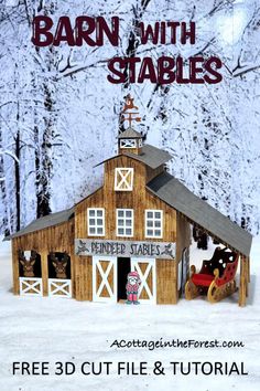 the barn with stables is featured in this free 3d cut file and printable pattern