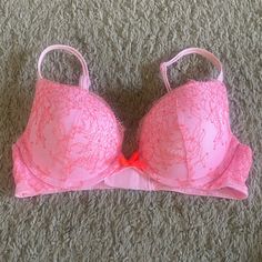 All Orders Ship Within 1-3 Business Days! Gorgeous Pink Bra With Orange Threading Detail, Orange Rhinestone Detailing On Cups, Padded. New Without Tags. Size 32b. Closure In The Front. Lacey Straps In The Back. Coming From A Smoke Free Home. Make An Offer! Pink Underwire Bra For Party, Pink Low-cut Padded Bra, Low-cut Padded Pink Bra, Party Pink Bra With Padded Cups, Pink Padded Party Bra, Pink Party Bra With Lined Body, Pink Stretch Bra For Party, Pink Stretch Party Bra, Party Pink Bra With Lace Trim