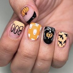 PRICES MAY VARY. 🎃Halloween Nails : French tip press on nails with ghosts, skull bats and other patterns, plus the orange design is very suitable for Halloween, making your Halloween costume more beautiful and interesting 👻Easy to use : A box of Halloween fake nails contains a complete set of nail art tools. All you need to do is stand the fake nails on your nails with solid adhesive, press for 15 seconds, and you'll have beautiful Halloween nails 🍬Quality Materials : We pay great attention t Nails Short Square, Labu Halloween, Halloween Press On Nails, Nagel Tips, French Nail Art, Diy Nail Art, Nail Patterns