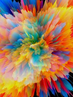 an abstract multicolored flower with black background