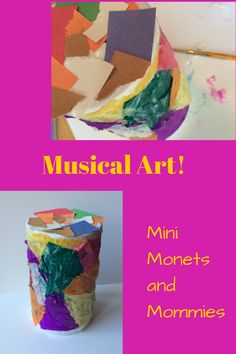 a collage of pictures with the words musical art on it and an image of a cup