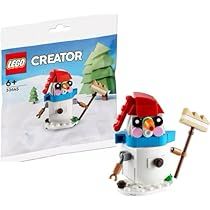 the lego creator snowman is in front of a box with an angry bird on it