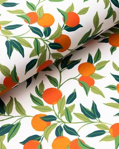 Clementine - Wallpaper - Olive - Printfresh Orange Grove, Screen Printed Fabric, Chinoiserie Chic, Paint Stripes, Diy Cans, Room Update, Statement Wall, Quilted Sham, Forest Wallpaper