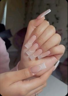 Long Girly Acrylic Nails, Long Square Nails Simple Design, Basic Nail Inspo Acrylic Short, Basic Baddie Nails Square, Long Clean Nails, Baddie Nails Square Long, Basic Baddie Nails Pink, Medium Nude Acrylic Nails, Almond Nails Long Baddie