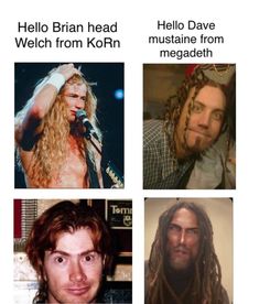 four different faces with long hair and beards