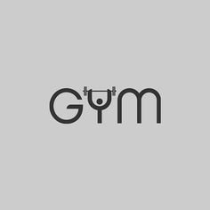 the word gym written in black on a gray background