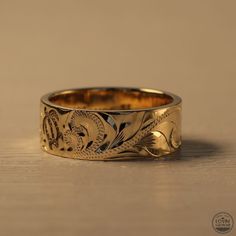 rings from Hawaii Ceremonial Yellow Gold Jewelry With Engraving Option, Ceremonial Engraved Round Band Jewelry, Heirloom Etched 14k Gold Ring, Heirloom 14k Gold Etched Ring, Traditional Yellow Gold Engraved Ring, Traditional Engraved Yellow Gold Ring, Ceremonial 14k Gold Jewelry With Engraving Option, Etched 14k Rose Gold Jewelry, Unique 14k Gold Engraved Ring