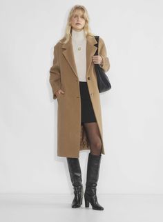 Aritzia Coat, Winter Styling, Tan Coat, Wind Protection, Great Coat, Cocoon Coat, Wool Trench Coat, Fall Denim, Single Breasted Coat