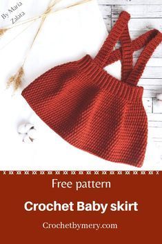 the crochet baby skirt pattern is shown in red