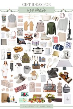 a collage of women's accessories and gifts with the words, gift ideas for women