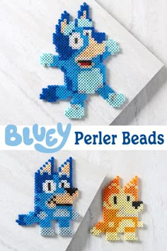 the perler bead pattern is designed to look like cartoon characters