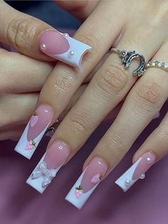 Multicolor  Collar   Geometric Color Nails Embellished   Beauty Tools Ongles Bling Bling, Her Nails, Hello Kitty Nails, Long Square Acrylic Nails