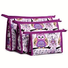 Purple Owl Makeup Bags Beautiful And Multifunctional - Temu United Kingdom Cosmetic Bag Set, Travel Bags For Women