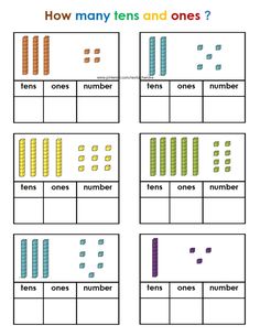 worksheet showing how many tens and ones are