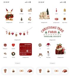 the christmas tree farm website is displayed in red and white, with decorations on it