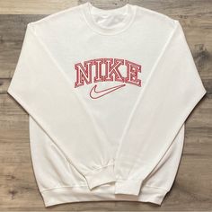 Men’s White Nike Sweatshirt Size Small Fully Embroidered Brand New Without Tags All Sizes Available On My Page Measurements- Length 27 Inches Pit To Pit 23 Inches Message For Questions Sweatshirt And Shirt Outfit, White Nike Sweatshirt, Nike Brown, Nike Track Jacket, Nike Pullover, Nike Sweatshirt, Nike Sweater, Men Sweatshirt, Sweatshirt Outfit