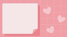 a pink tiled wall with hearts on it and a sheet of paper in the middle