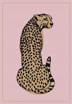 a drawing of a cheetah sitting on the ground