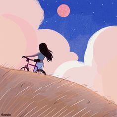 Moon Animated, Lofi Animation, Full Strawberry Moon, Tatami Galaxy, Summer Gif, Book Layouts, Gif Art, Strawberry Moon, Pink Mountains