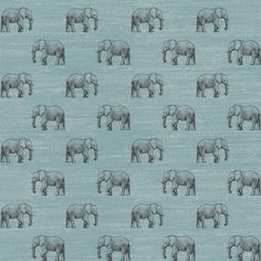 Dusty Blue Linen Look Stamped Elephant Print Fabric Fabric, Raspberry Creek Fabrics Elephant Print Fabric, Elephant Fabric, Design Library, Wedding Fabric, Elephant Print, Club Design, Cotton Quilts, Dusty Blue, Print Fabric