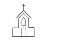 the outline of a church with a cross on top