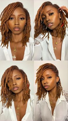 Chestnut Locs Black Women, 3 Year Loc Journey, Locs Hair Color Ideas For Black Women, Cooper Locs, Dark Brown Locs Black Women, Loc Cuts For Women, Locs With Color Black Women, Locs Formal Hairstyles, Multicolored Locs