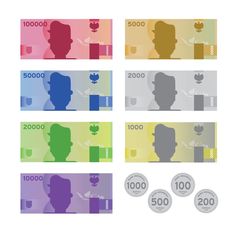 four different bank notes with the silhouettes of two men and one woman on them