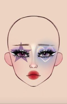 Clown Makeup Looks Drawing, Makeup Looks Crazy, Full Face Makeup Looks, Clown Makeup Looks, Face Makeup Looks, Canvas Walls, Cute Clown Makeup, Goth Eye Makeup, Drawing Ideas Creative