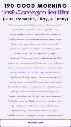 In the fast-paced world we live in, it's easy to overlook the small gestures that can have a big impact on our relationships. One such gesture that often gets underestimated is the simple act of sending a good morning text.  flirty texts for him messages, flirty good morning quotes for him, flirty good morning texts for him, special good morning for him, funny flirty quotes, good morning quotes for him romantic, sweet good morning texts for him, cute good morning texts for him, good morning texts for him, bae text messages, stuff to send to your boyfriend, how to flirt with guys over text. Flirty Texts For Him Messages, Morning Text Messages For Him, Cute Good Morning Messages, Good Messages, Good Morning Text, Cute Good Morning Texts, Text Conversation Starters, Morning Message For Him, Romantic Good Night Messages