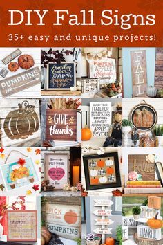 the book cover for diy fall signs