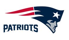 the new england patriots logo is shown in red, white and blue with an american flag on it