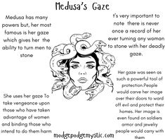 the poem medusa's gaze is written in black and white with an image of a