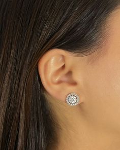 Meet our Moissanite Halo Stud Earrings with Removable Jackets. Elevate your style effortlessly with their versatile design. Wear as classic studs or add the jacket for extra sparkle and flair, transforming the look with a halo effect that enhances the appearance of the diamond stud. Gemstone: Moissanite Origin: Lab Grown Stone Size: 1 CT x2 / 1.5 CT x2 Dimensions: 1 CT - 6.5 mm / 1.5 CT - 7.5 mm Solid 925 Sterling Silver Vermeil: 14k Gold  Color: D (Colorless) Clarity: VVS1 Dazzling Round Cut Cluster Earrings, Dazzling Cluster Earrings, Dazzling Halo Earrings, Classic Cluster Earrings With Diamond Accents, Diamond Earring Jackets, Halo Diamond Earrings, Halo Stud Earrings, Studded Jacket, Earring Jackets