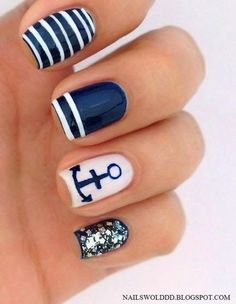 Love the middle nail for more findings pls visit www.pinterest.com/escherpescarves/ Aztec Nail Designs, Anchor Nail Art, Anchor Nails, Aztec Nails, Cruise Nails, Nautical Nails, Unghie Nail Art, Nagel Tips, Easy Nails